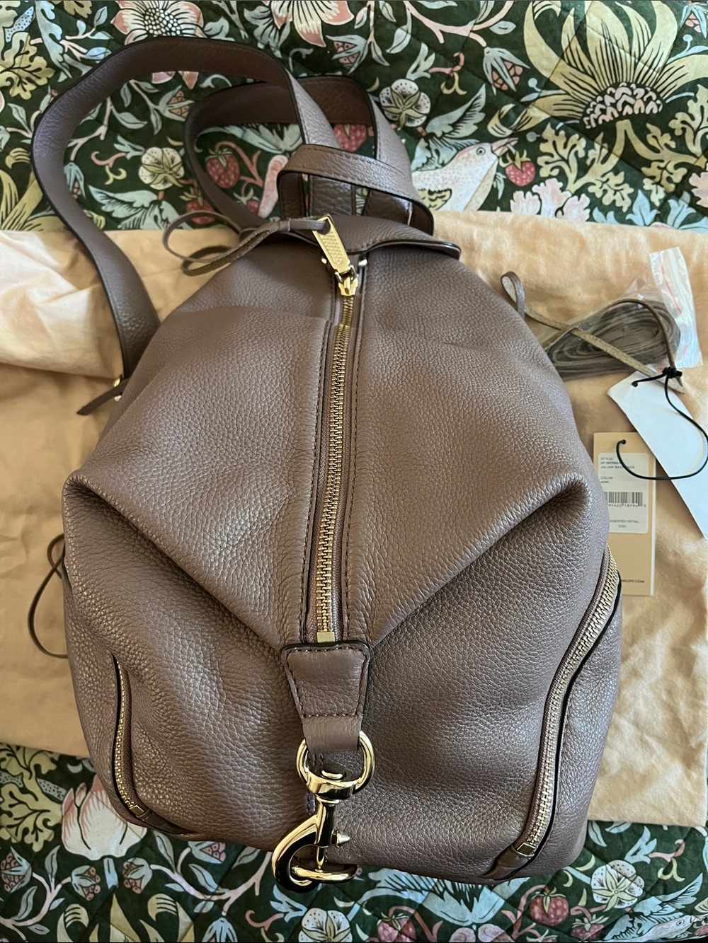 Rebecca Minkoff pebble leather backpack with gold hardware